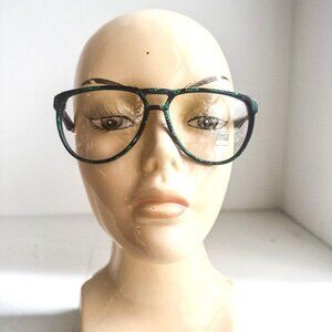 Vintage Enrico Coveri Green Abstract Print Eyeglasses Frames 111- 410